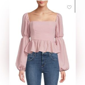 Pretty in Pink 🎀 ASTR the Label Square Neck Long Puff Sleeve Blouse